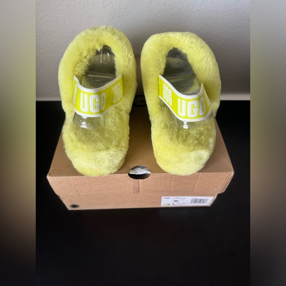 NIB UGG Women’s Fluff Yeah Slide Slipper Slingback Yellow and Gray Size 10 - Picture 11 of 15
